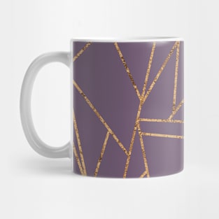 Plum Purple and Gold Geometric Lines Mug